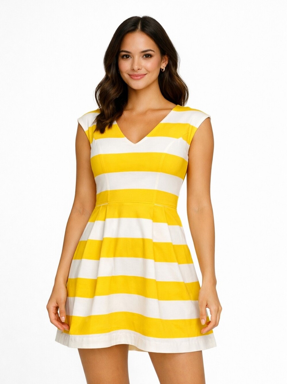 Colcci Vintage Style Mini Dress - White and Yellow Stripes - Size XS